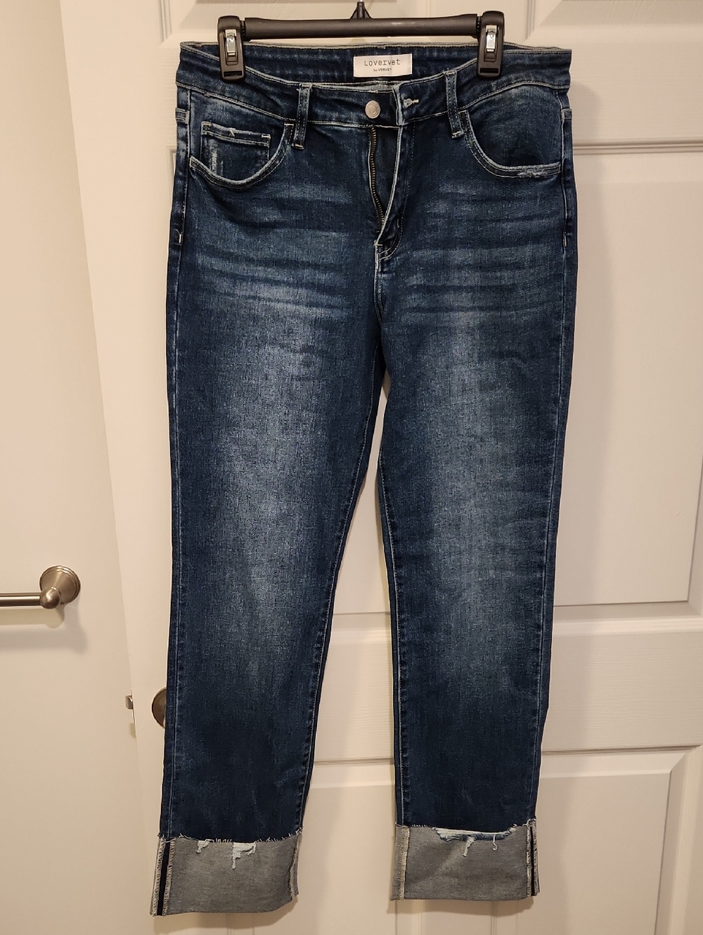 LOVERVET Dark Wash Straight Cuffed Leg Jeans